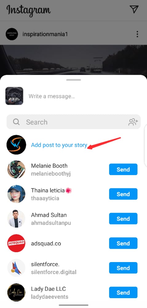 share a post on instagram stories