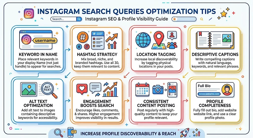 Instagram Search Queries Optimization Tips Infographic