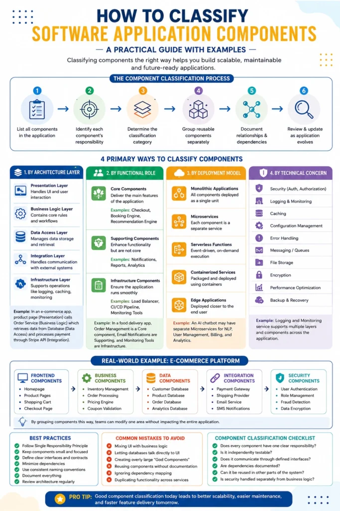 how to classify software applications components