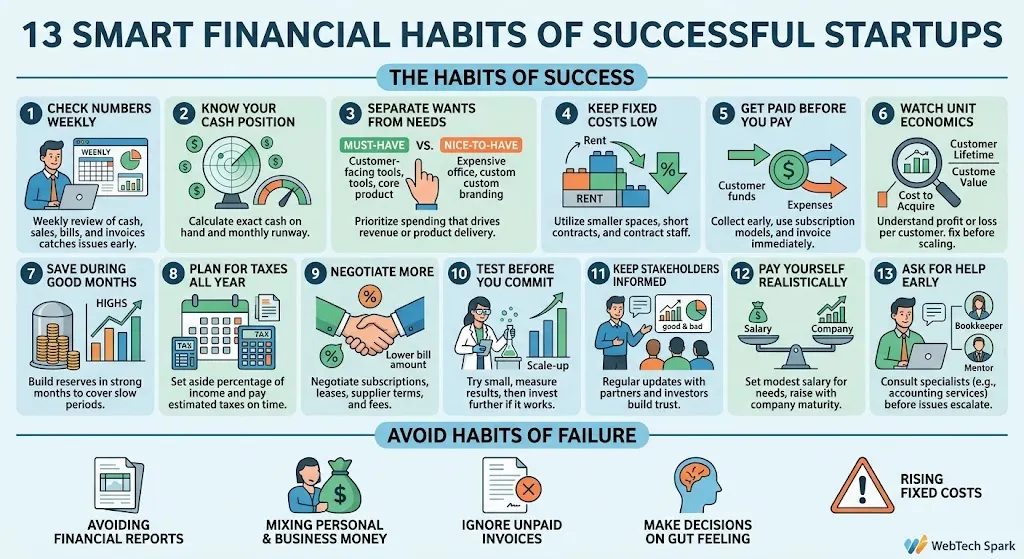 13 Smart Financial Habits That Separate Successful Startups from Failures Infographic