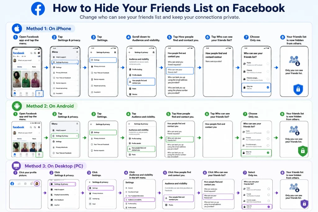 Methods to Hide Friends on Facebook